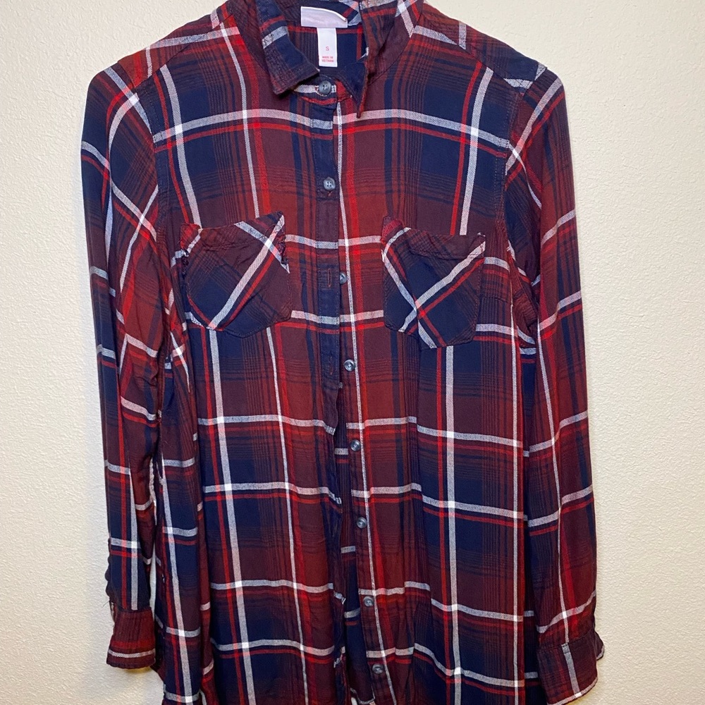 Flannel Maternity Blouse - Size Small